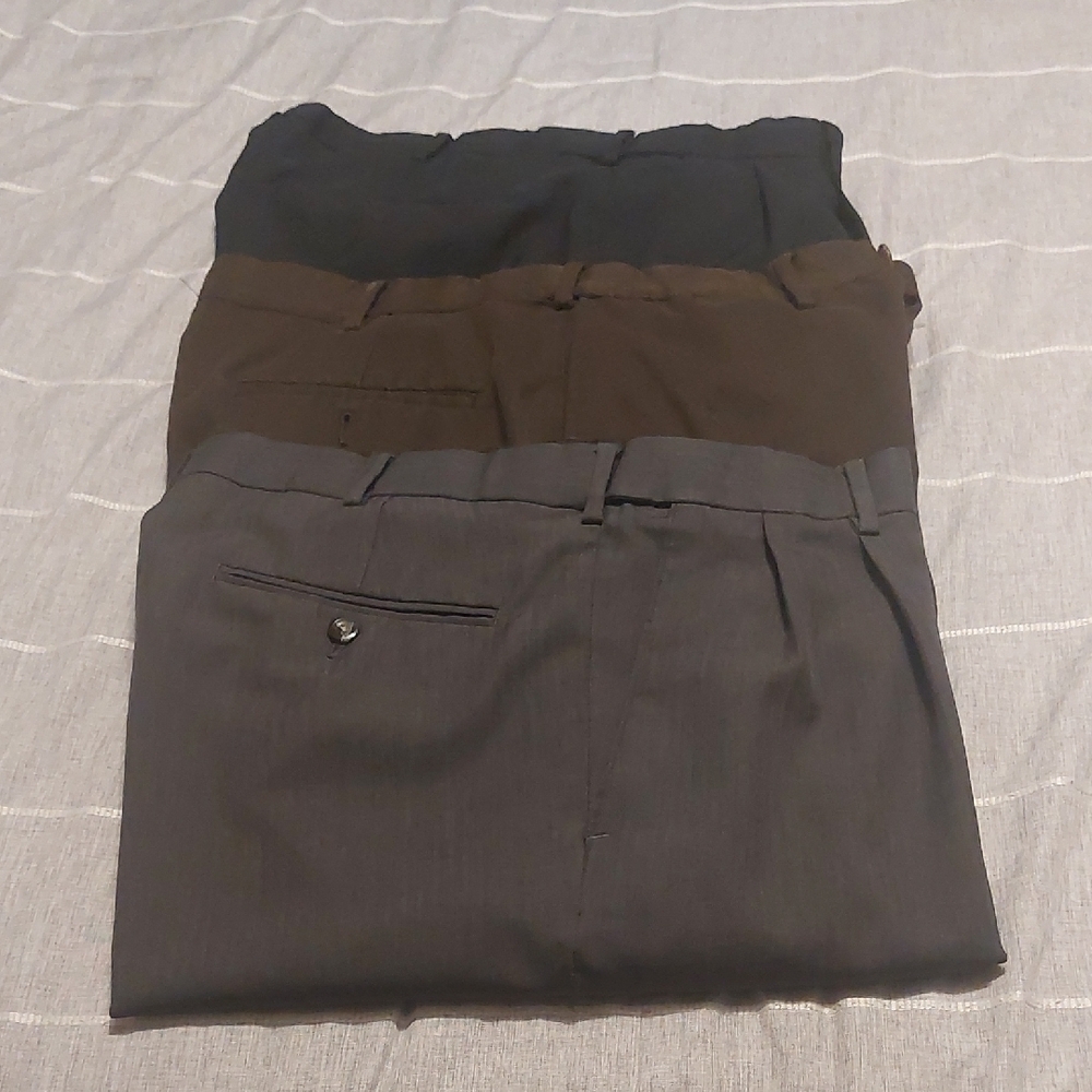 Men's Classic Fit Pants - Black, Brown, and Gray